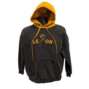 Leon Gosister Mens Small Hoodie Yellow Black Pullover Long Sleeve Streetwear